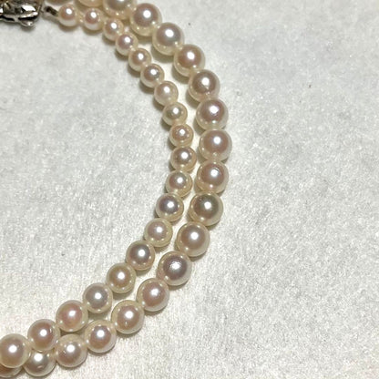 Akoya Pearl Graduated Necklace White Real Pearl 4-8mm 17.5in Silver Clasp