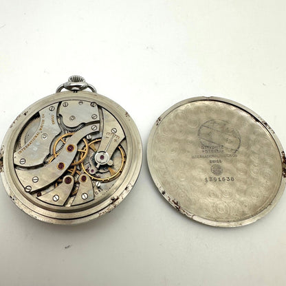 IWC Schaffhausen Pocket Watch Beige Dial Manual Wind Mens Silver Tone Swiss Made
