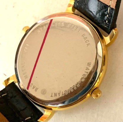 Northwest Airlines Commemorative Quartz Watch Gold Black Airplane Dial Mens Used