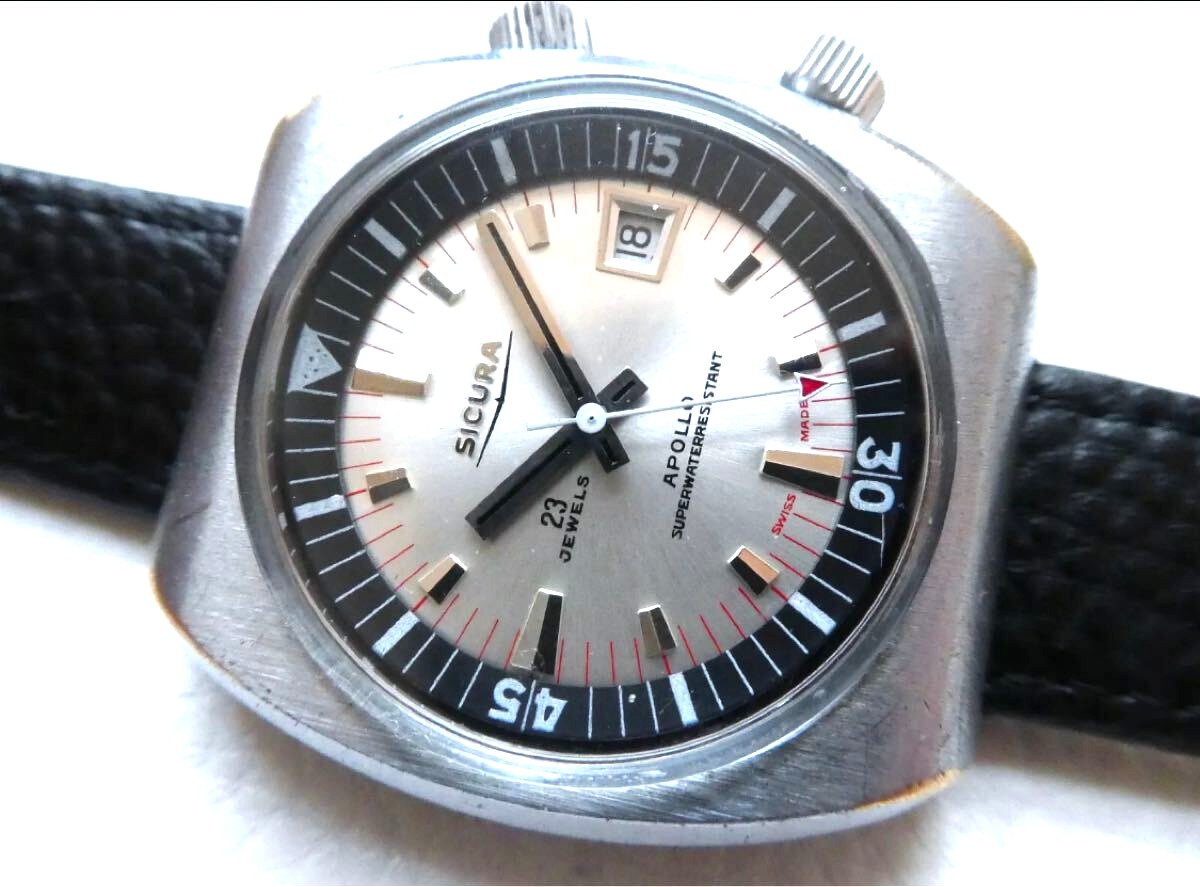 SICURA Breitling Apollo Diver 23 Jewels Hand Wind Swiss Watch Vintage Steel Used