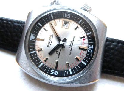 SICURA Breitling Apollo Diver 23 Jewels Hand Wind Swiss Watch Vintage Steel Used
