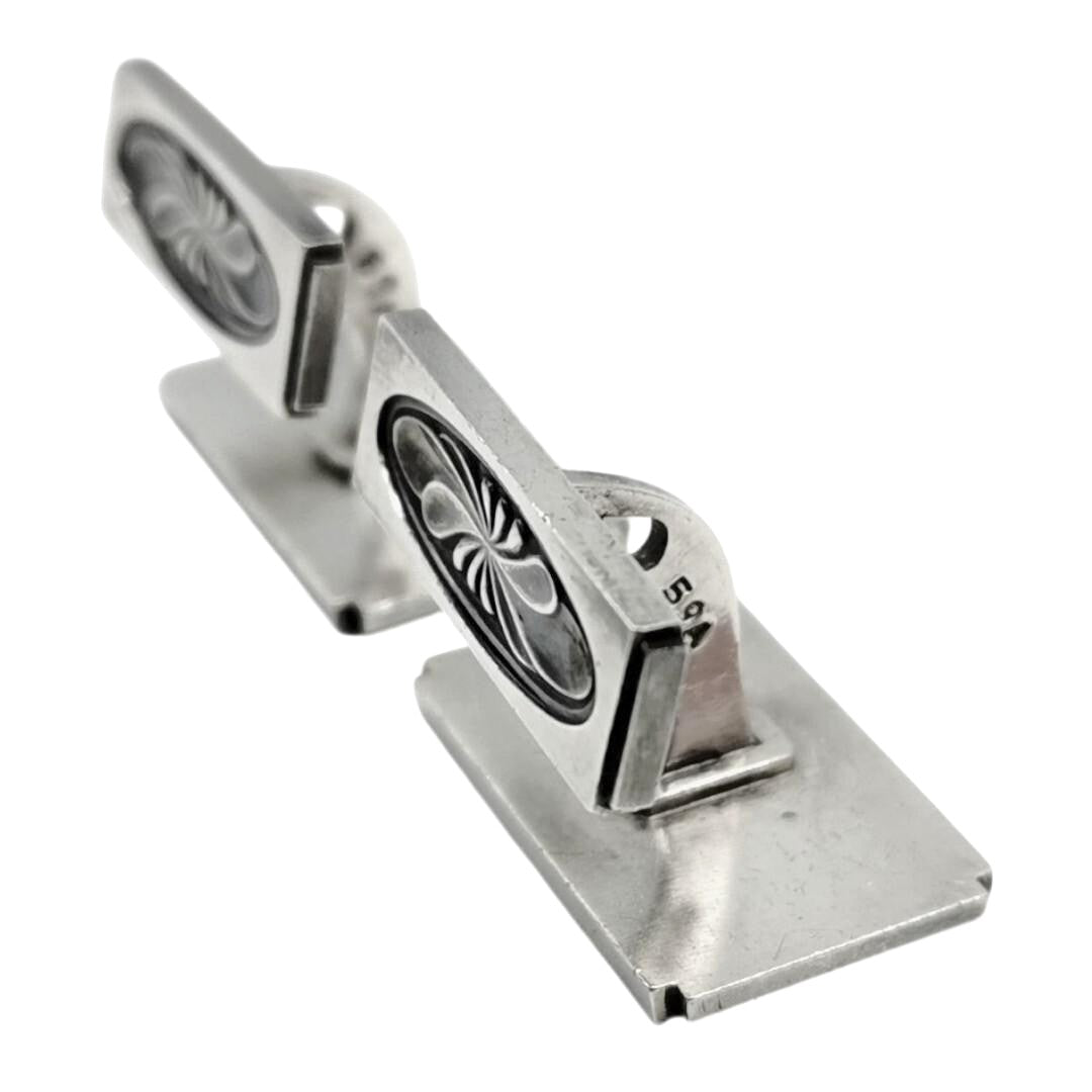 Georg Jensen Cufflinks Sterling Silver 925 Rectangle Swirl Design Mens Denmark