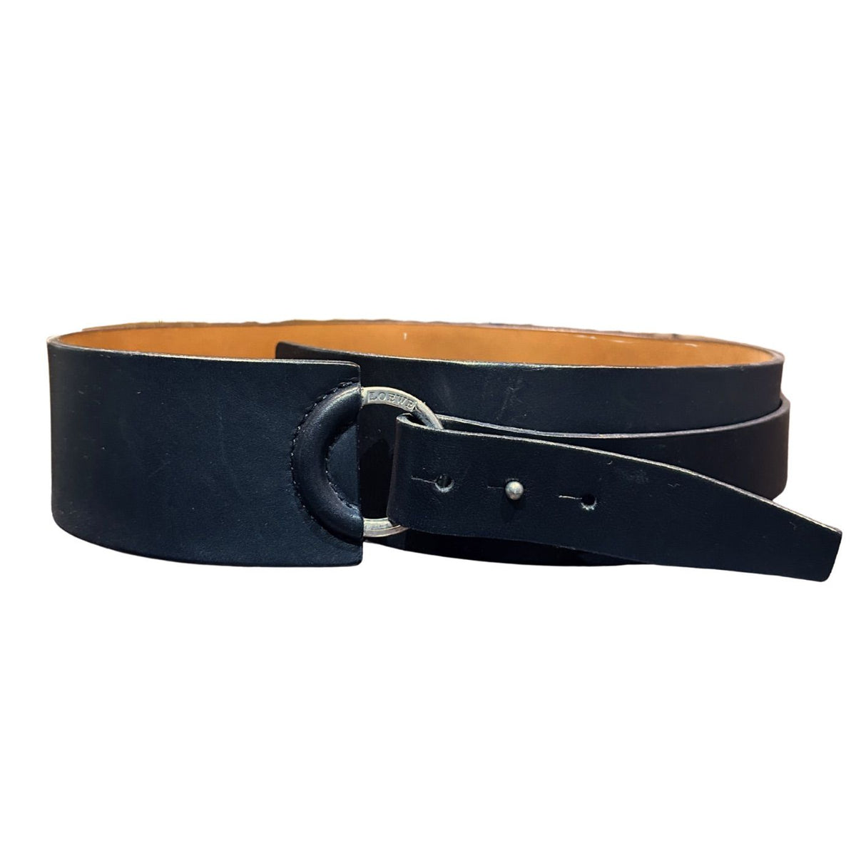 Loewe Black Leather Belt Size 44 / 75 L 83cm 32.7"  W 6cm 2.4"