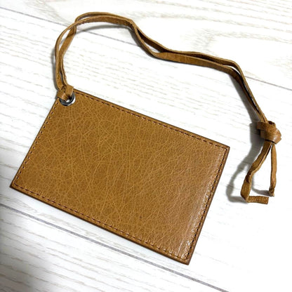 BALENCIAGA Mirror Bag Charm Leather Strap Camel Light Brown Accessory Authentic