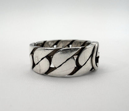 GUCCI Interlocking G Gourmette Chain Ring Silver 925 US 10 / EU 62 Auth Used