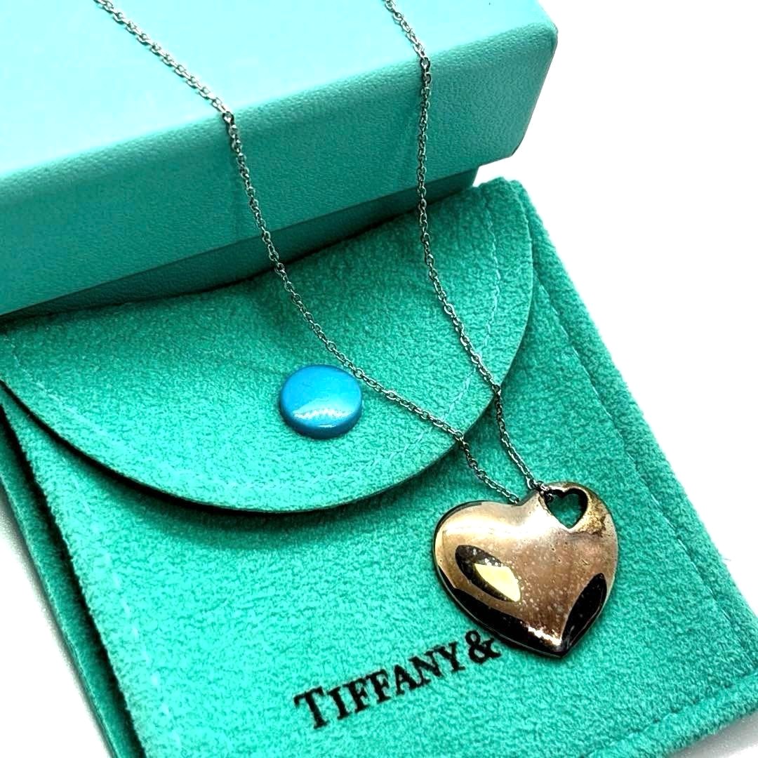 Tiffany & Co. Open Heart Pendant Necklace Sterling Silver 925 Chain 16mm