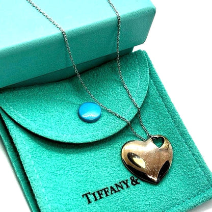 Tiffany & Co. Open Heart Pendant Necklace Sterling Silver 925 Chain 16mm