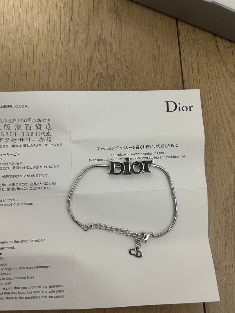 Excellent Christian Dior Silver Tone Logo Snake Chain Bracelet 23cm Adjustable