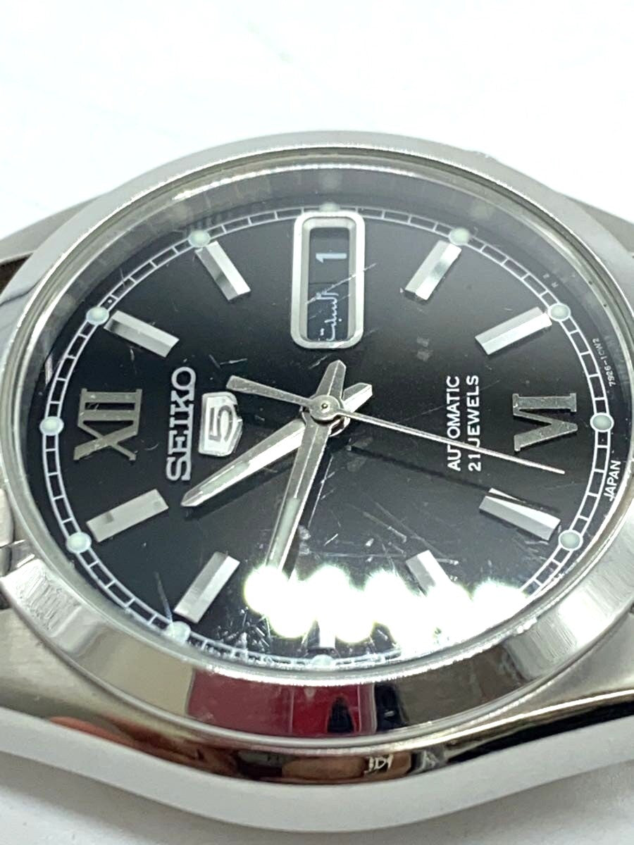 SEIKO 5 Automatic 21 Jewels 7S26-03S0 Watch Black Dial Steel Japan Men 36mm Used