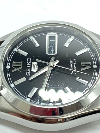SEIKO 5 Automatic 21 Jewels 7S26-03S0 Watch Black Dial Steel Japan Men 36mm Used
