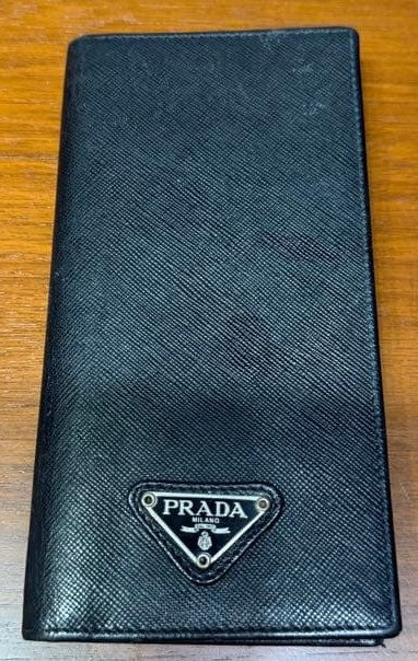 PRADA Saffiano Leather Notebook Cover Black Agenda Case Made in Italy 8.5x17in