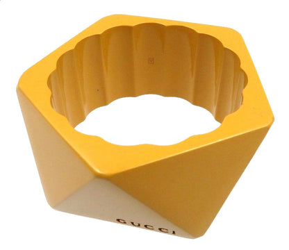 GUCCI Acrylic Geometric Bangle Bracelet Mustard Yellow 8.3in Italy Authentic