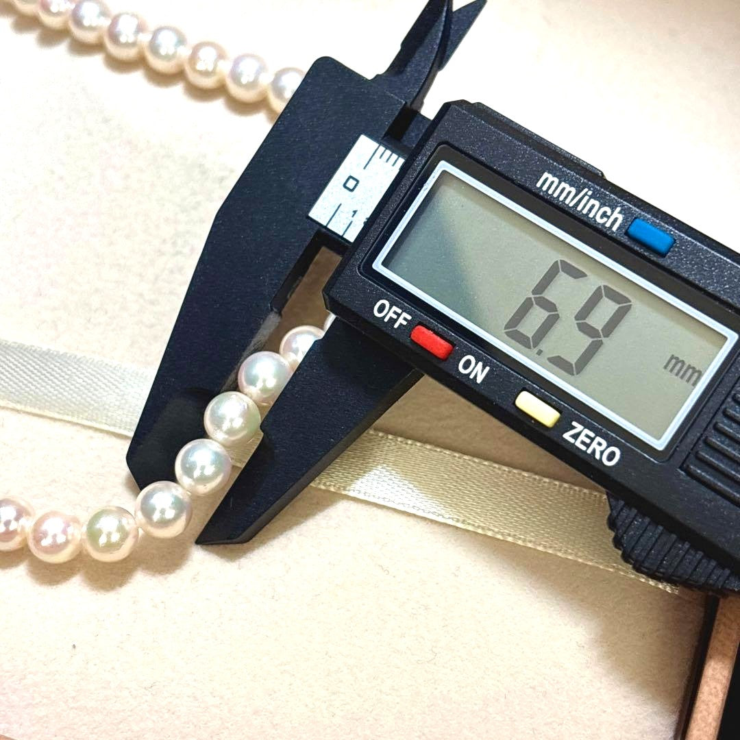 Akoya Pearl Necklace 6.0-6.5mm Cream Strong Luster Silver Clasp 42cm 16.5in