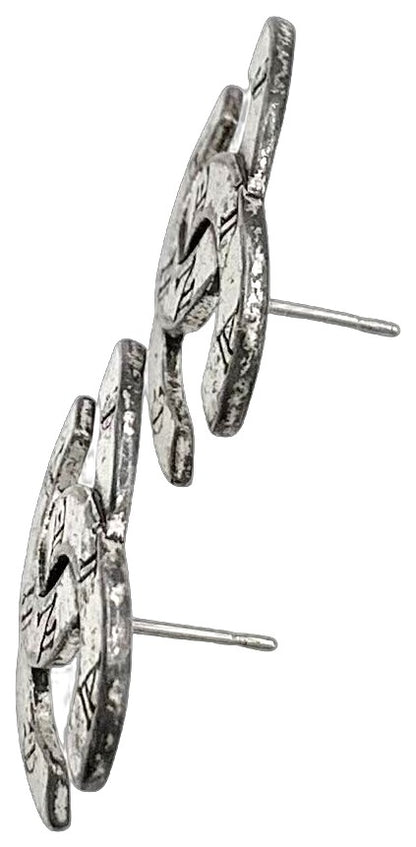 CHANEL 99A CC Logo Alphabet Silver Tone Stud Earrings Vintage Authentic