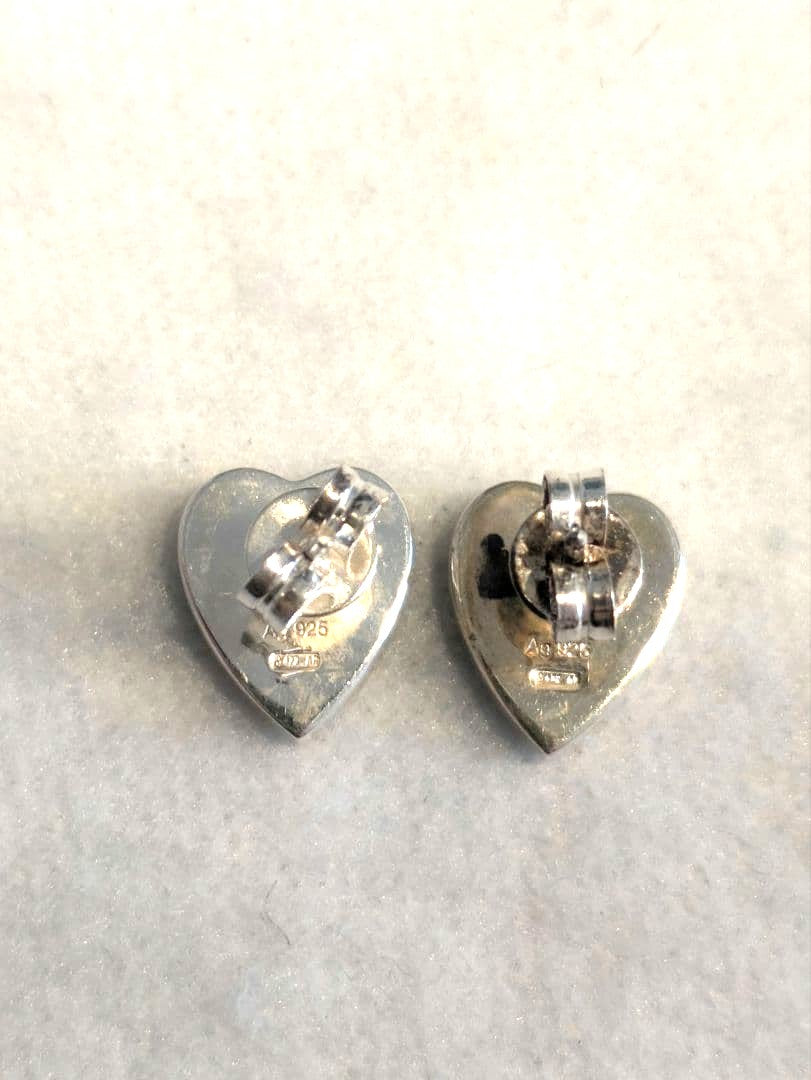 GUCCI Heart Stud Earrings Silver 925 Pair Authentic Used Italy