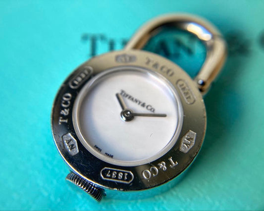 Auth Tiffany & Co 1837 Round Quartz Pocket Watch Pendant Charm White Dial Rare