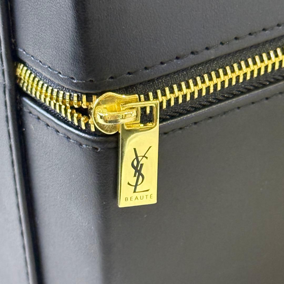 Yves Saint Laurent YSL Beaute Black Gold Tone Vanity Pouch Cosmetic Pouch