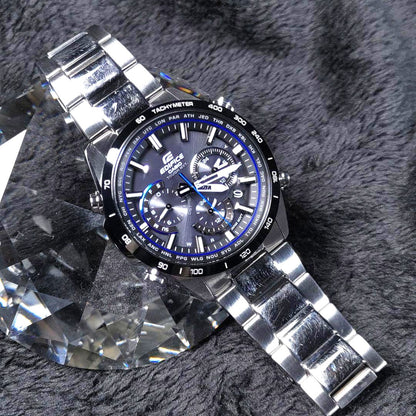 Casio Edifice EQW-T650 Solar Radio Wave Watch Black Stainless Steel 43mm Used
