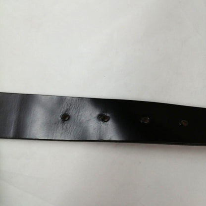 FENDI Zucca Logo Buckle Leather Belt Black Silver Hardware Mens 86cm 33.9in