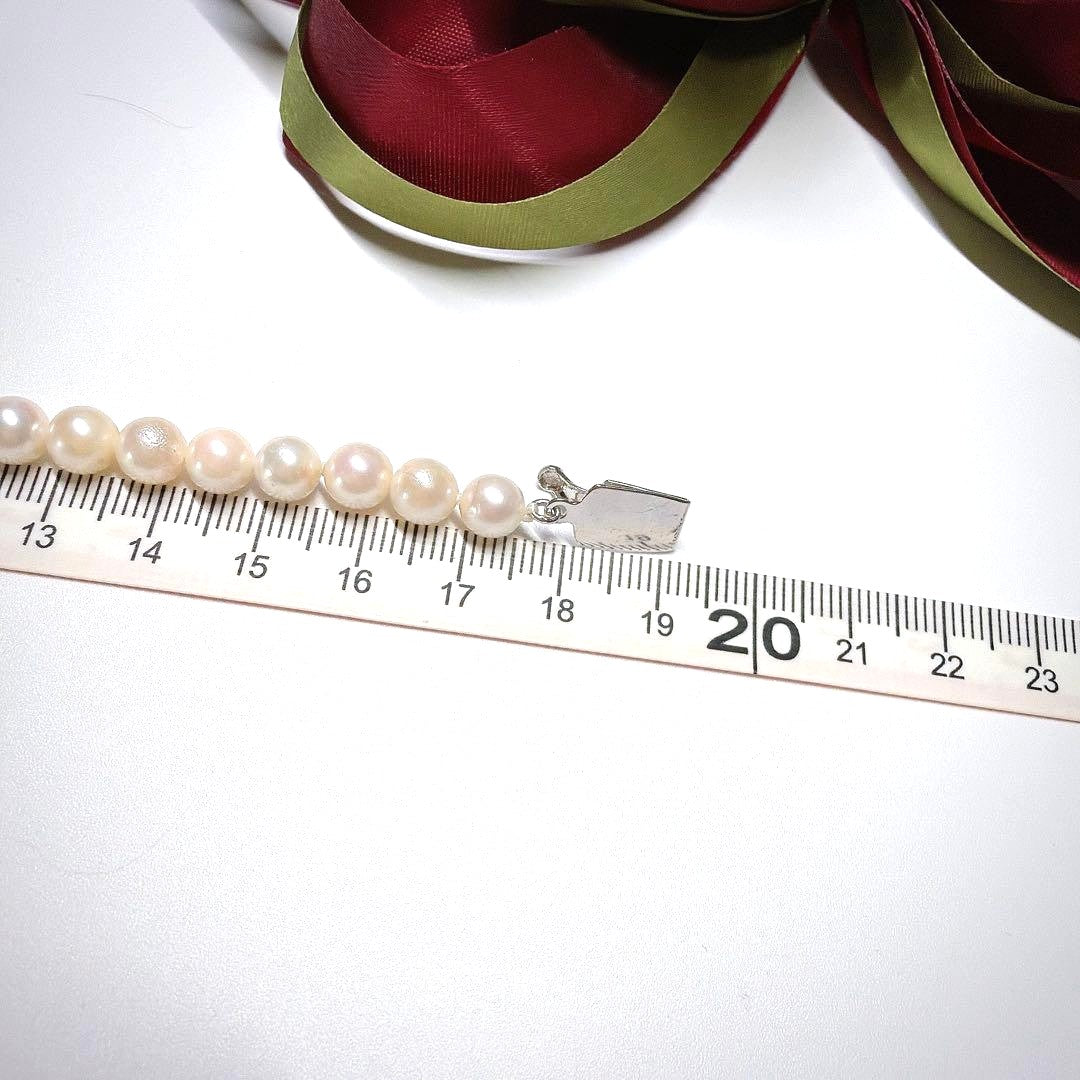 Akoya Cultured Pearl Bracelet 7.0mm Silver Clasp White Cream Japan 7.9in