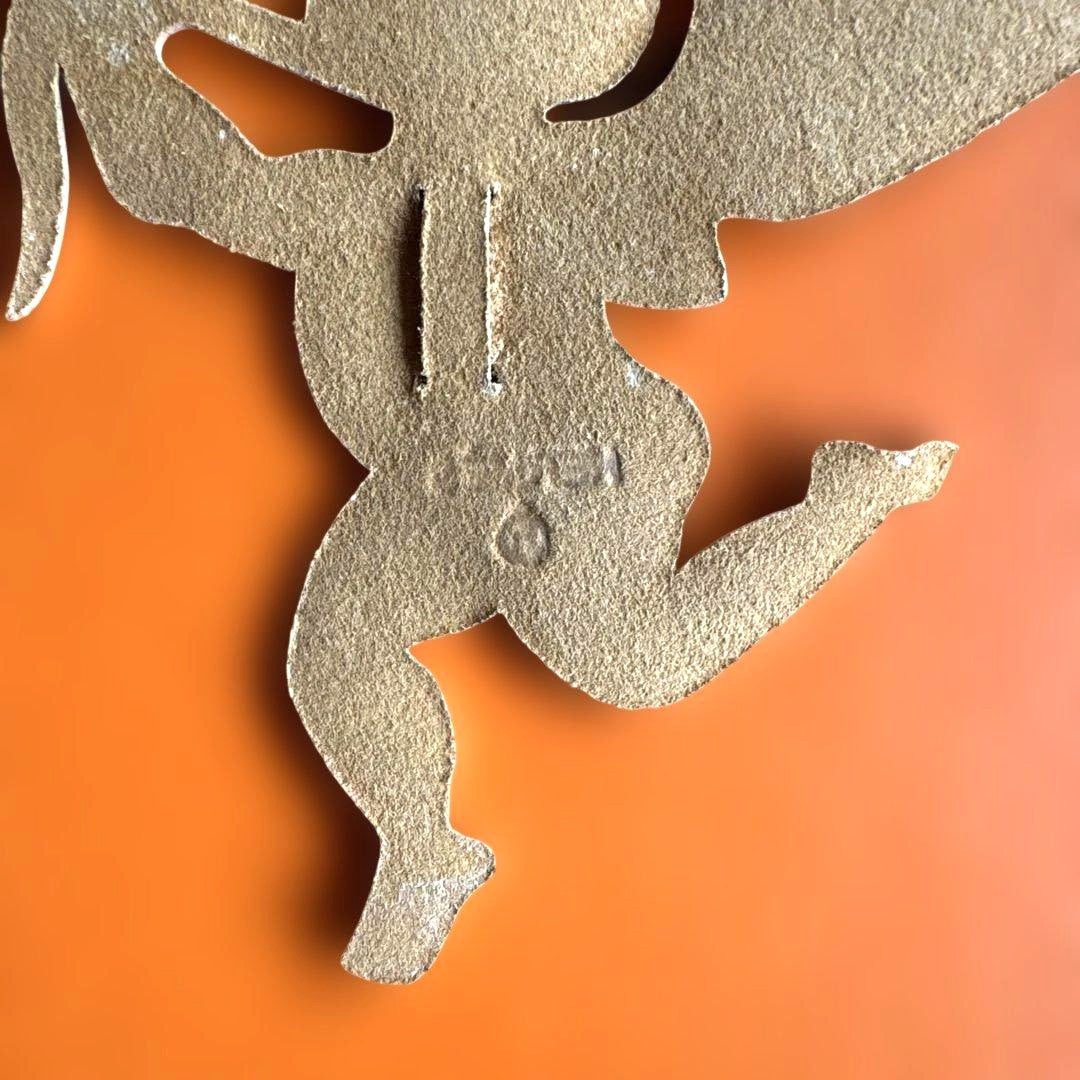 HERMES Cupid Charm Leather Cut-Out Motif Gold Color Angel Bow Arrow Accessory