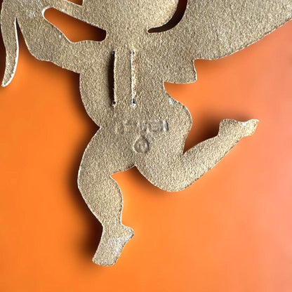HERMES Cupid Charm Leather Cut-Out Motif Gold Color Angel Bow Arrow Accessory