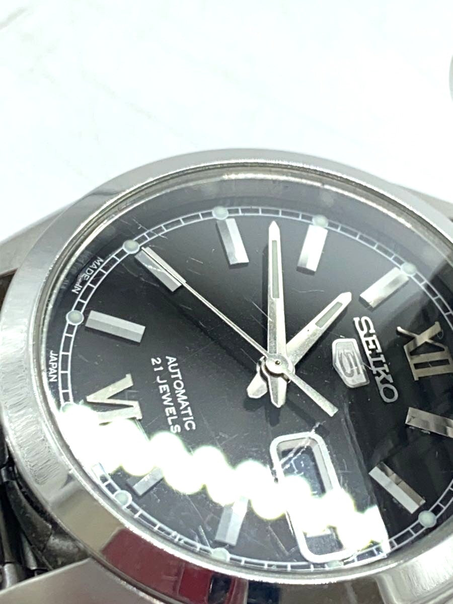SEIKO 5 Automatic 21 Jewels 7S26-03S0 Watch Black Dial Steel Japan Men 36mm Used