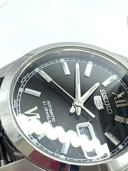 SEIKO 5 Automatic 21 Jewels 7S26-03S0 Watch Black Dial Steel Japan Men 36mm Used