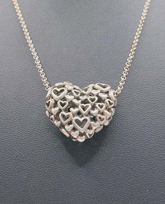 Georg Jensen Sterling Silver 925 1998 Artist Heart by Heart Pendant Necklace