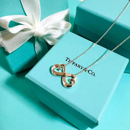 TIFFANY & CO Double Loving Heart Necklace Paloma Picasso Sterling Silver SV925