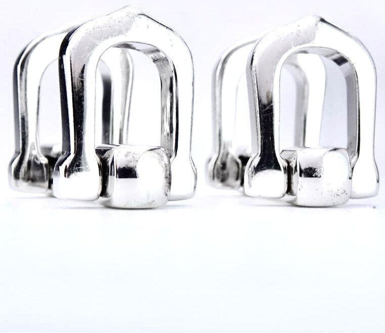 Cartier Long C Shape Decor Cufflinks Silver 925 Authentic Men Japan Used Cuffs
