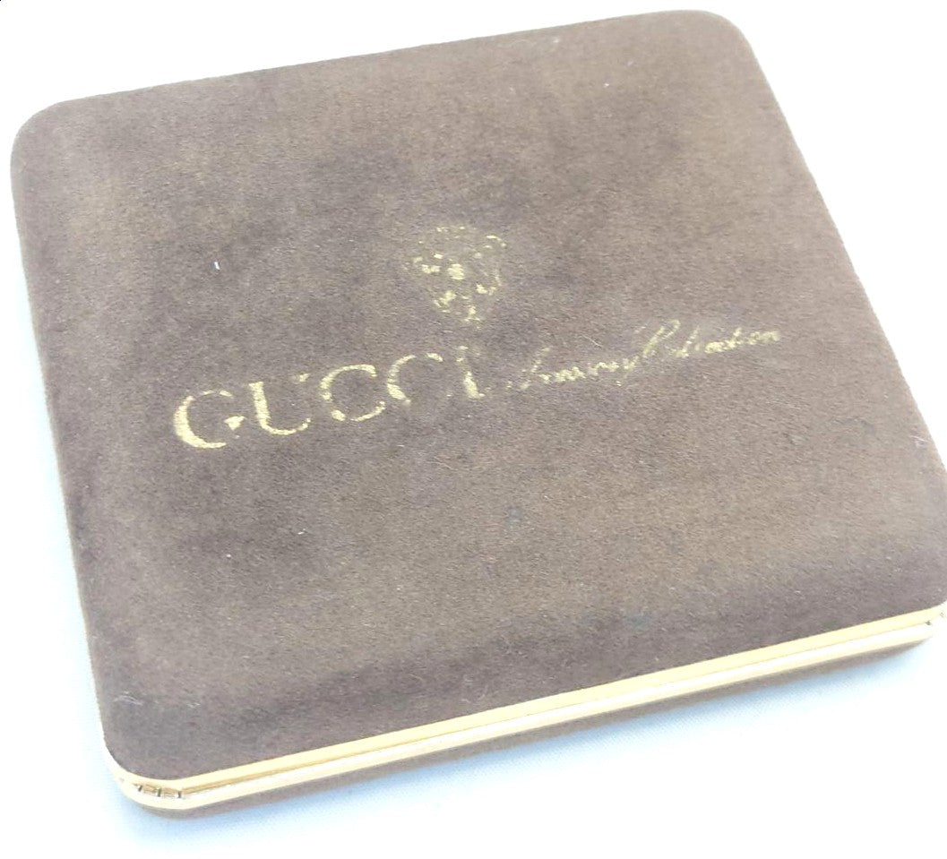 GUCCI Accessory Collection Cufflinks Navy Blue Gold Silver Enamel Vintage Italy