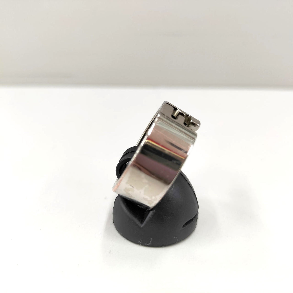 FENDI FF Logo Cutout Wide Band Ring Silver Tone US9 EU60 Made in Italy Preowned