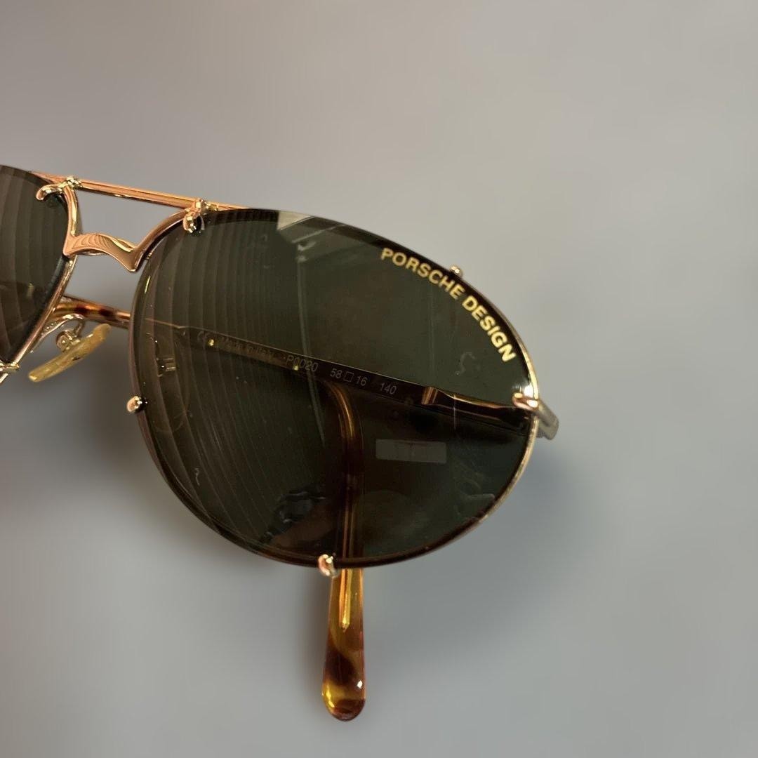 PORSCHE DESIGN P0020 Aviator Sunglasses Gold Tone Metal Italy 58mm