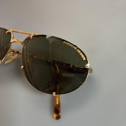 PORSCHE DESIGN P0020 Aviator Sunglasses Gold Tone Metal Italy 58mm