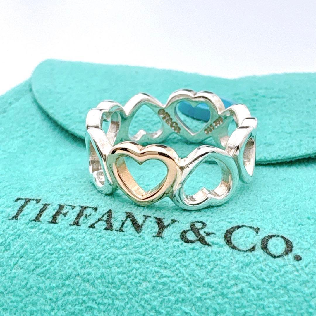 Excellent Tiffany & Co18k Rose Gold Silver 925 Sentimental Heart Ring Size US 5