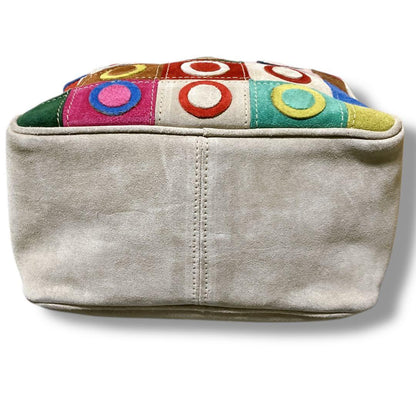 Campomaggi Patchwork Suede Handbag Multicolor Beige Top Handle Bag Made in Italy