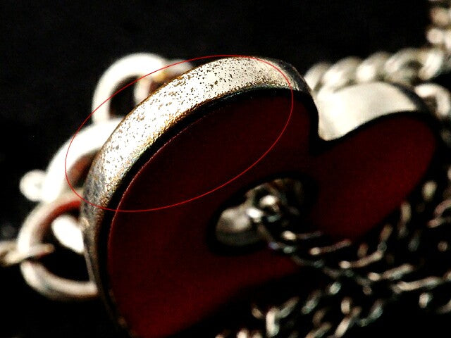 CHANEL CC Heart Clover Charm Necklace Pink Red Metal 04P Italy 44cm(17.3in)