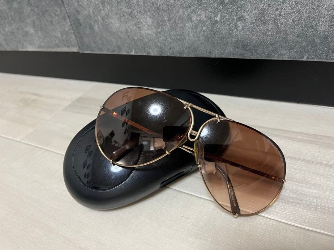 Porsche Design Carrera Teardrop Sunglasses Gold Frame Brown Lens Austria Vintage