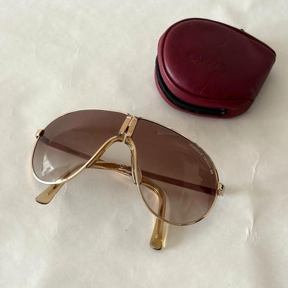 Carrera Porsche Design Vintage Foldable Sunglasses Gold Frame Brown Lens Austria