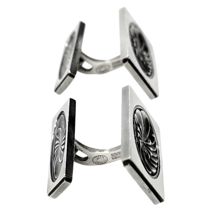 Georg Jensen Cufflinks Sterling Silver 925 Rectangle Swirl Design Mens Denmark