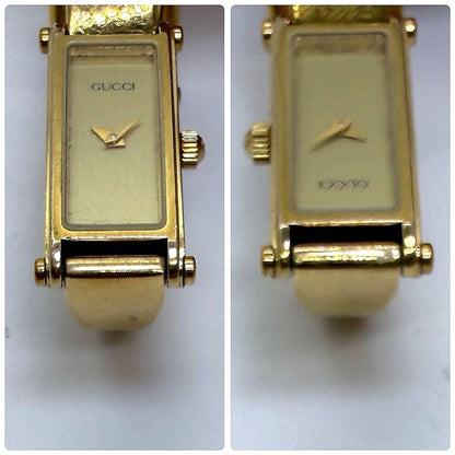 Gucci 1500L Bangle Watch Gold Dial Swiss Made Quartz Ladies 16cm(6.3in)