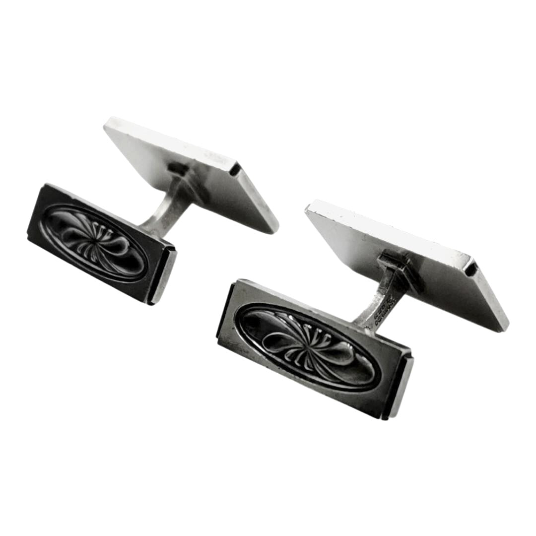 Georg Jensen Cufflinks Sterling Silver 925 Rectangle Swirl Design Mens Denmark