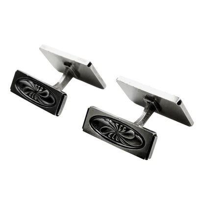 Georg Jensen Cufflinks Sterling Silver 925 Rectangle Swirl Design Mens Denmark