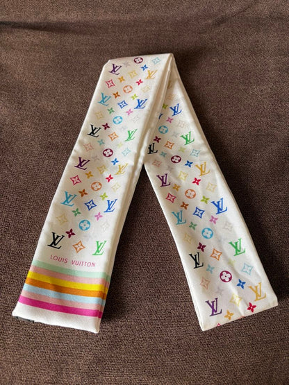 Louis Vuitton Monogram Multicolor Scarf Silk Accessory Fashion Designer
