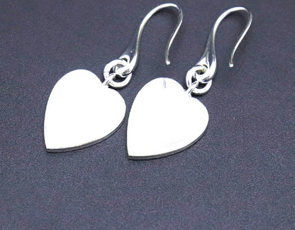 GUCCI Heart Tag Drop Earrings Silver 925 Dangle Hook Authentic Italy Japan Used