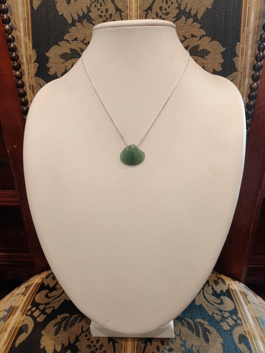Tiffany & Co Jade Pendant Necklace Green Sterling Silver Chain 40cm(15.7") New