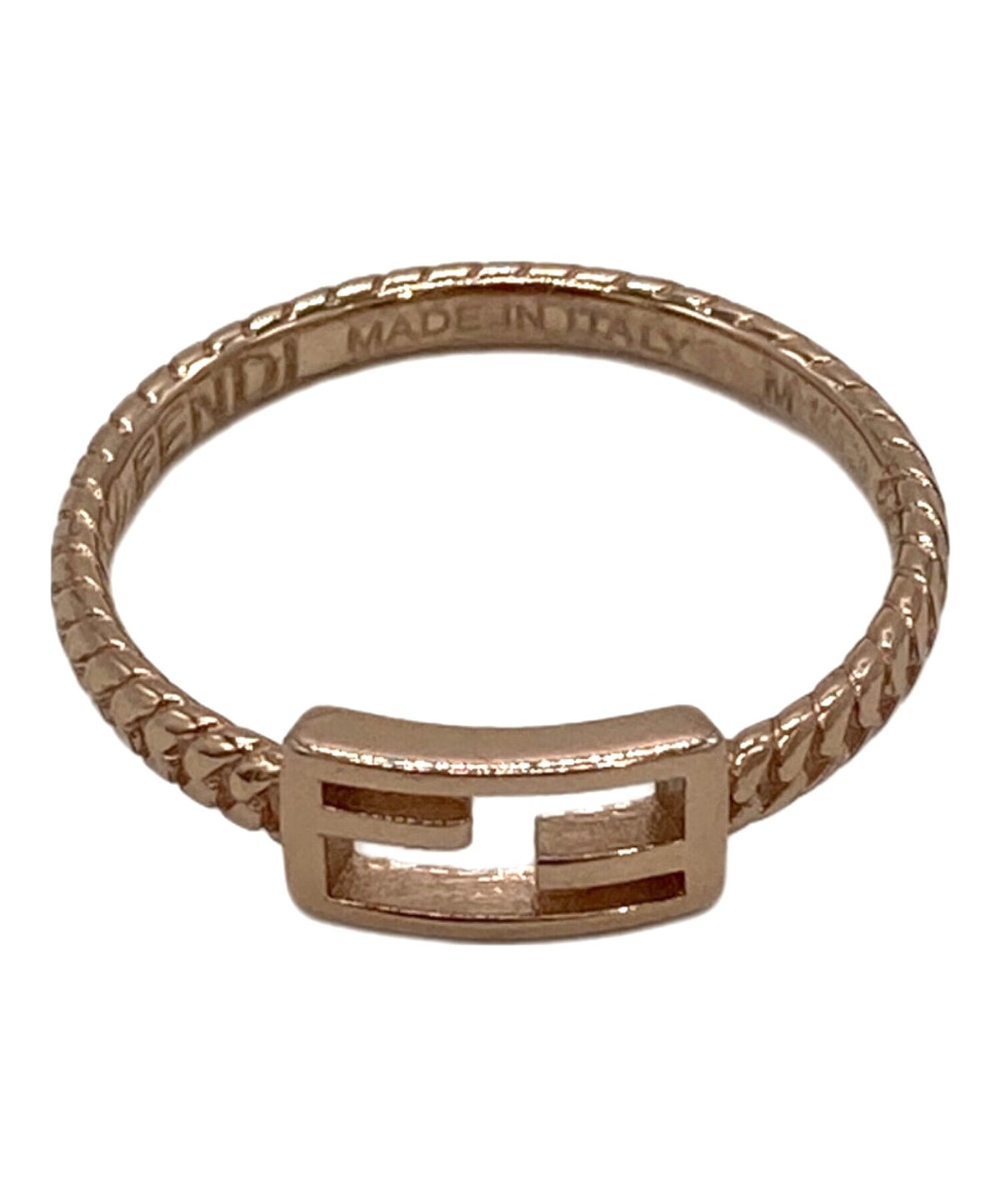FENDI Zucchino Baguette Ring FF Logo Pink Gold US6.5 EU53 Model 1A4620 Italy HW
