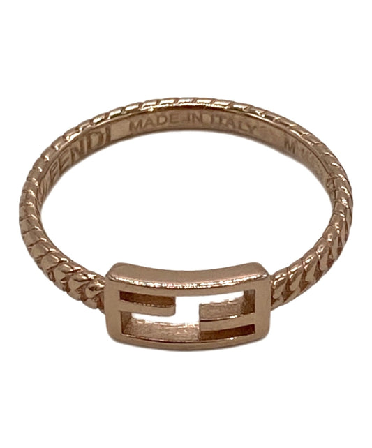 FENDI Zucchino Baguette Ring FF Logo Pink Gold US6.5 EU53 Model 1A4620 Italy HW