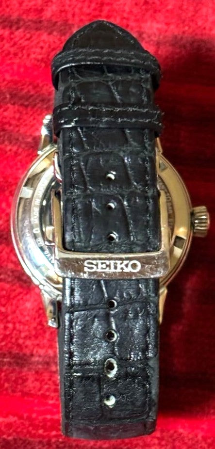 SEIKO Presage SARX025 6R15 Automatic 23J Black Dial Gold Tone Watch Japan Used